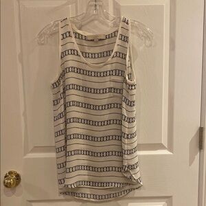 LOFT Cream Tank Top with Geometric Patterns